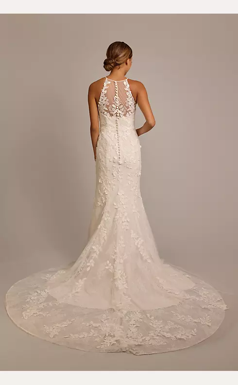 High-Neck Halter Lace Mermaid Wedding Dress Image 2