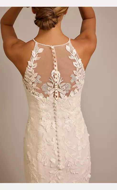 High-Neck Halter Lace Mermaid Wedding Dress Image 6