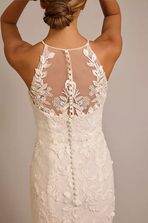 High-Neck Halter Lace Mermaid Wedding Dress Image 6