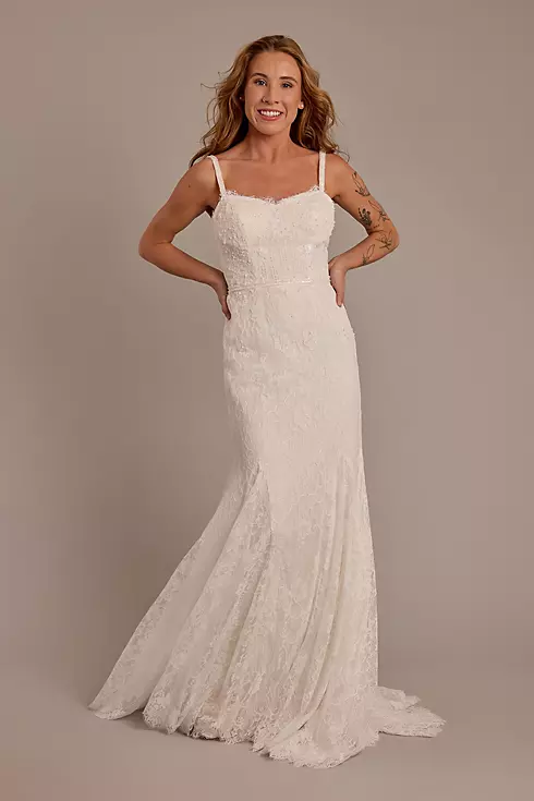 Spaghetti Strap Lace Mermaid Wedding Dress Image 1