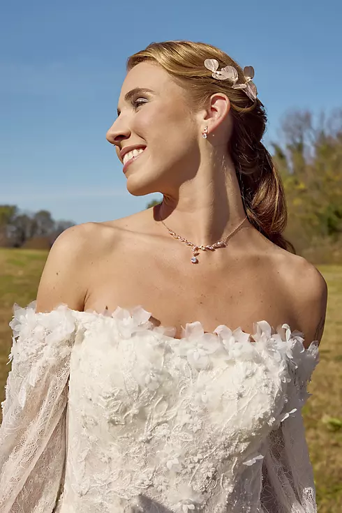 Billowy Long Sleeve Off-the-Shoulder Wedding Dress Image 4