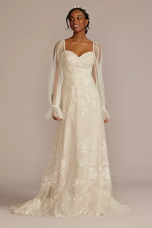Allover Lace Billow Sleeve Wedding Dress Image 1