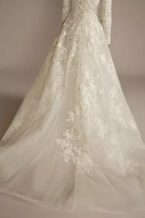 Beaded Lace Long Sleeve Modest Wedding Dress Image 5