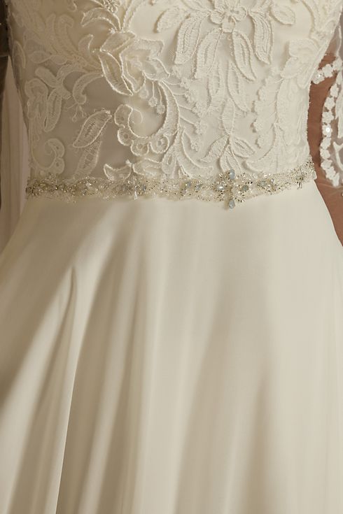 Long Sleeve Applique Chiffon Modest Wedding Dress Image 5