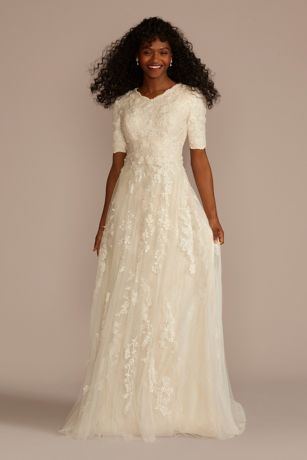 Cheap modest hot sale wedding dresses