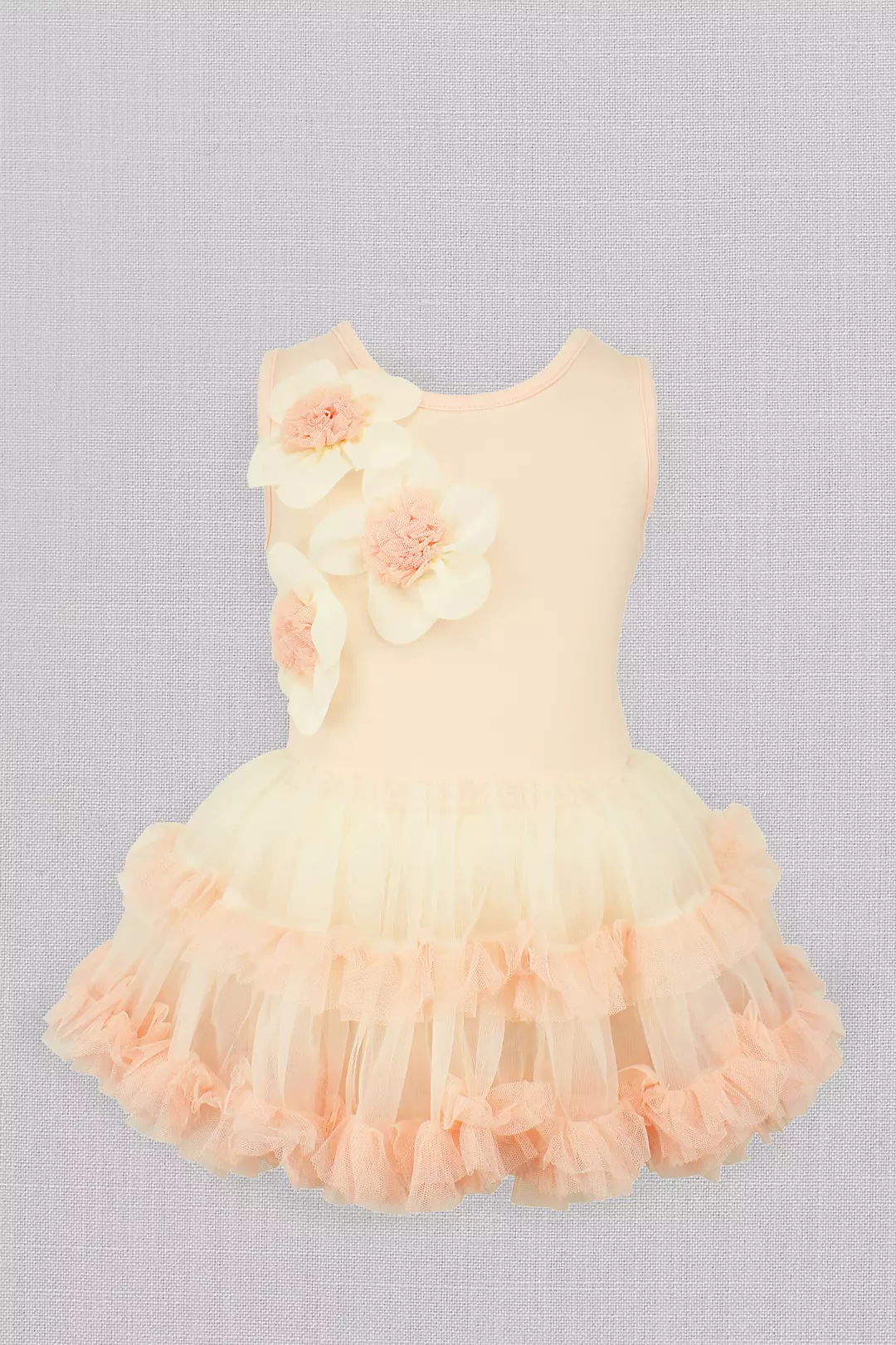 3D Floral Ruffled Petticoat Flower Girl Dress Image