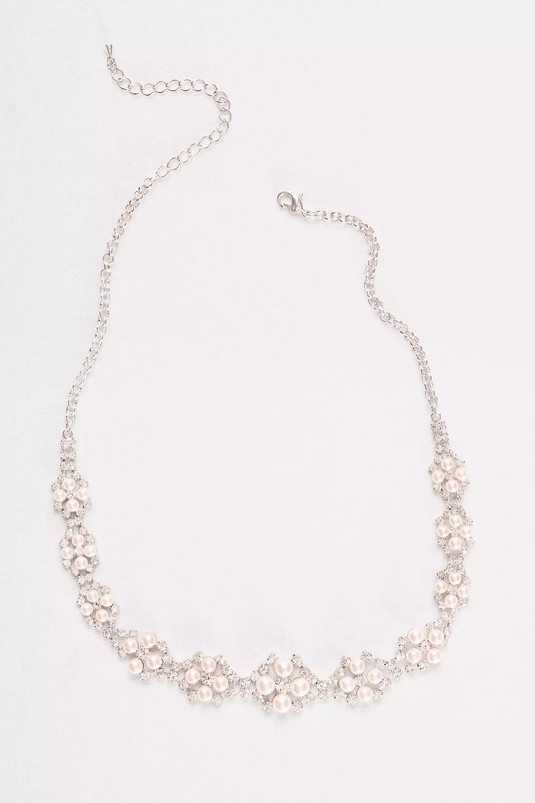 Blush Pearl and Rhinestone Cluster Necklace Image