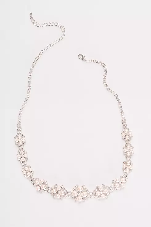 Blush Pearl and Rhinestone Cluster Necklace Image 1