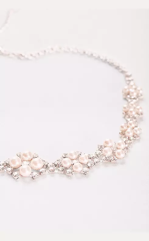 Blush Pearl and Rhinestone Cluster Necklace Image 2