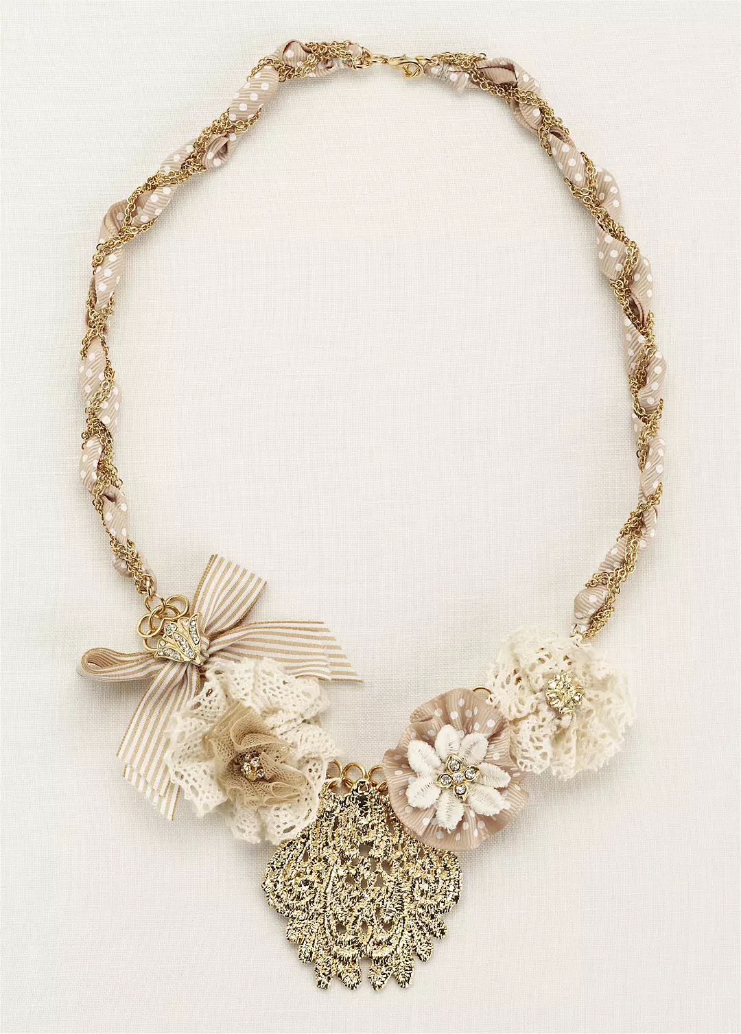 Mixed Media Fabric Flower Necklace Image 2