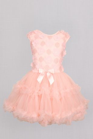 Ruffled Tulle Flower Girl Dress with Bow David s Bridal