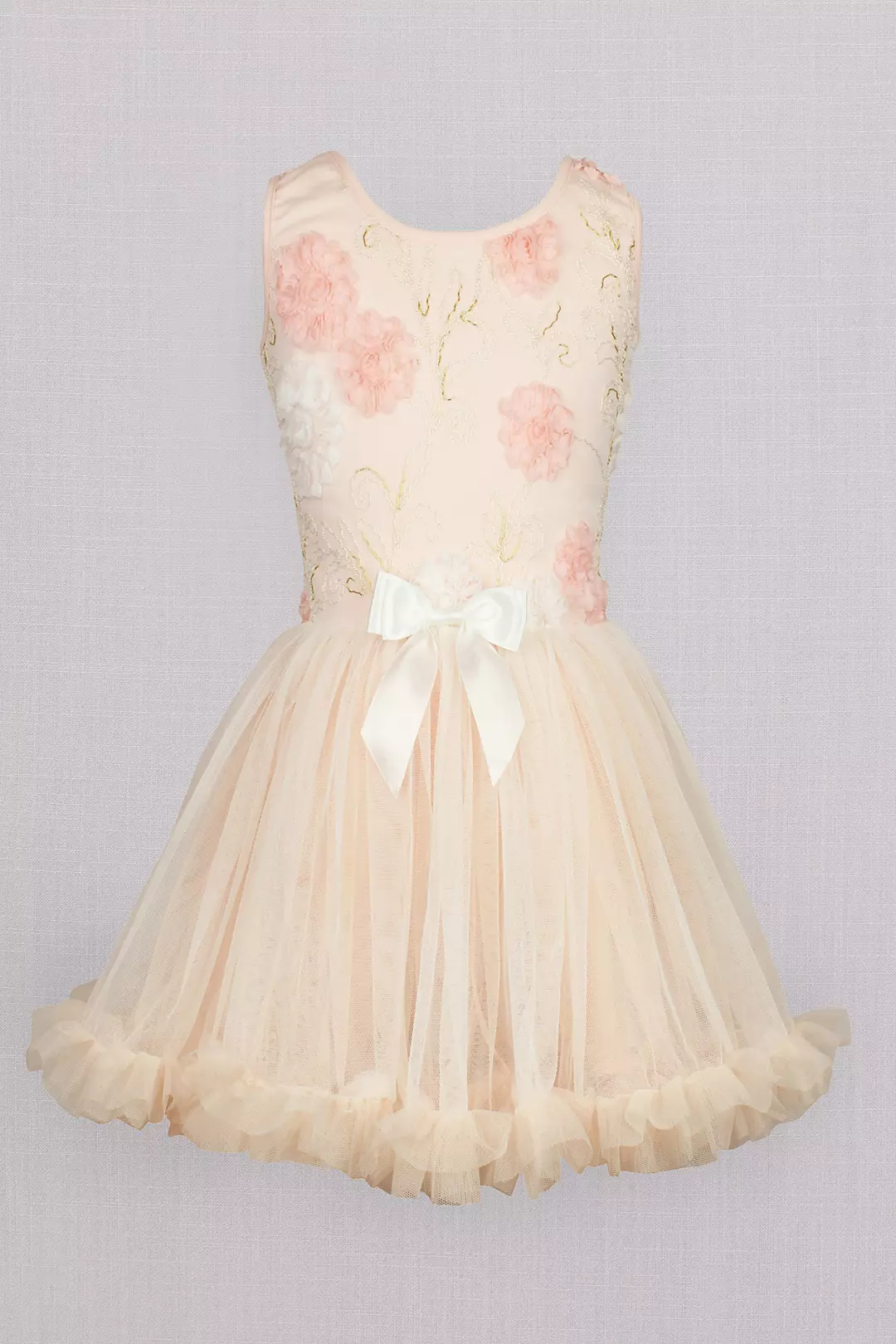 Ballerina Flower Girl Dress with Floral Appliques Image