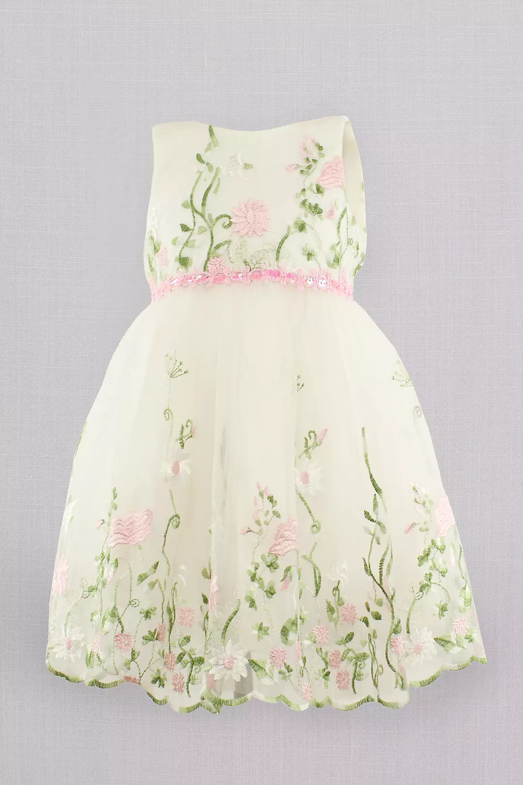 Sleeveless Embroidered Tulle Flower Girl Dress Image