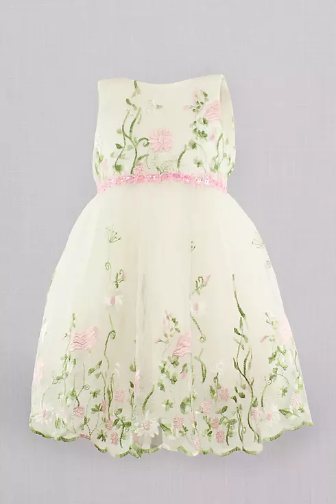 Sleeveless Embroidered Tulle Flower Girl Dress Image 1