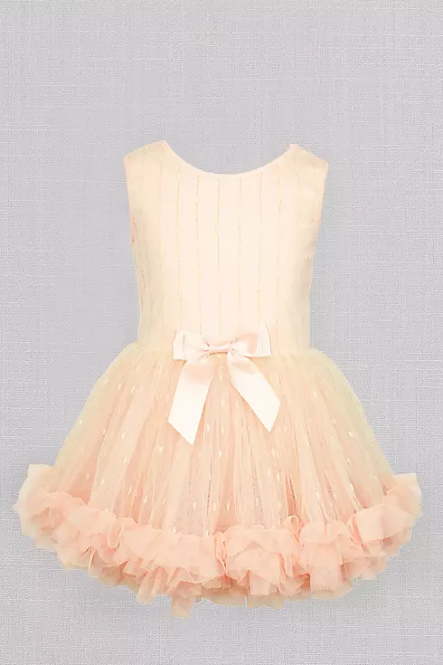 Dotted Overlay Flower Girl Tutu Dress with Bow Image 1