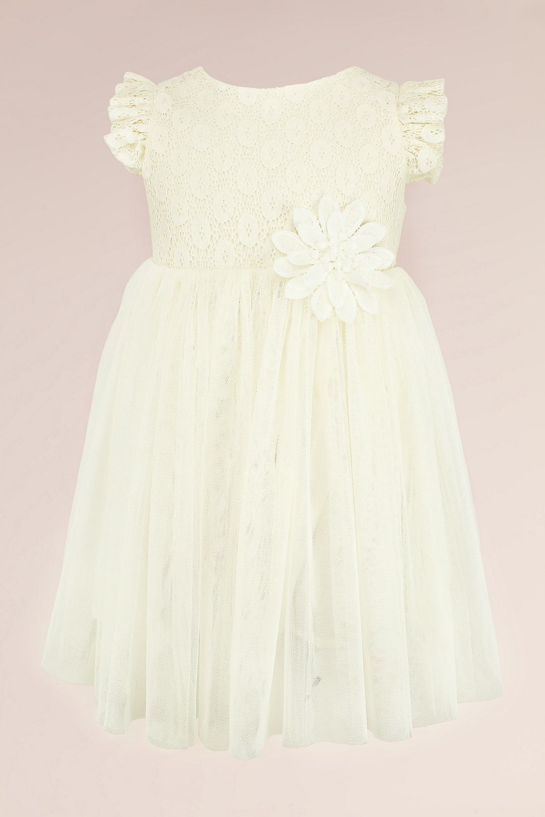 Lace Tulle Flower Girl Dress with Flutter Sleeves Image 2