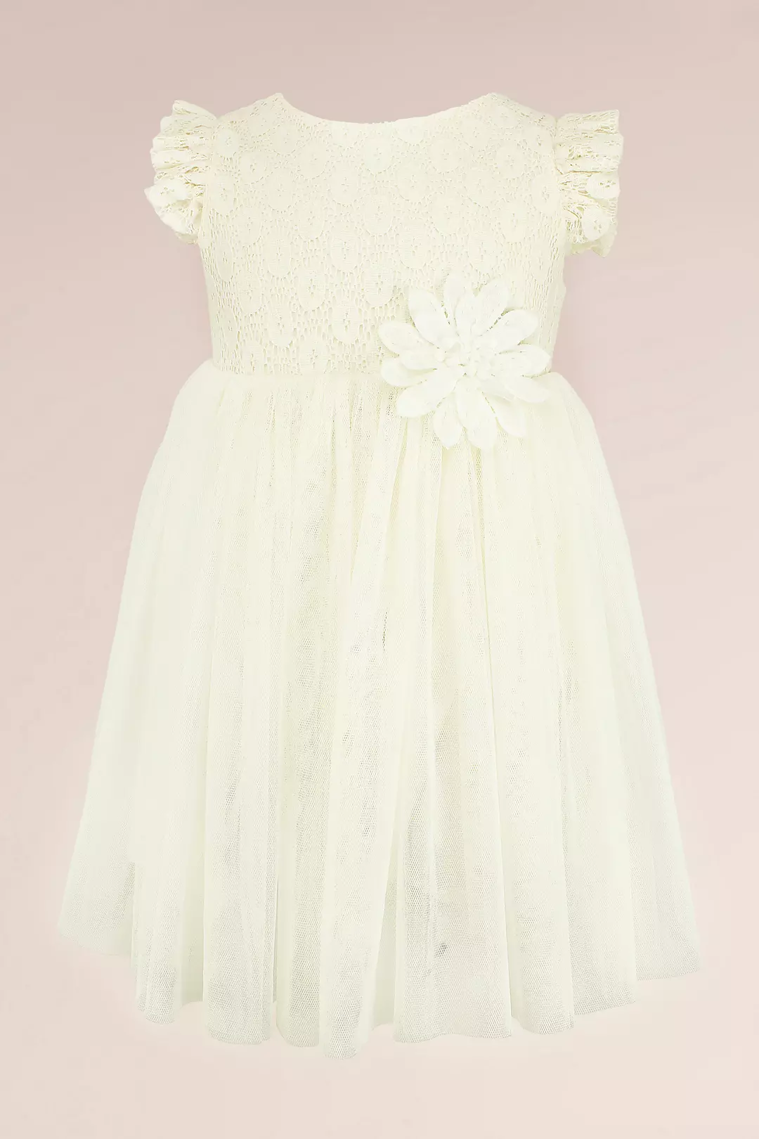 Lace Tulle Flower Girl Dress with Flutter Sleeves Image