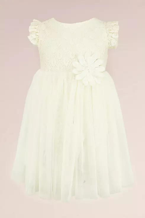 Lace Tulle Flower Girl Dress with Flutter Sleeves Image 1