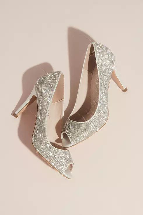 Allover Crystal Embellished Peep Toe Heels Image 1