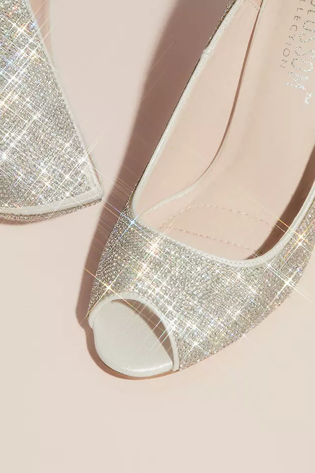 Allover Crystal Embellished Peep Toe Heels Image 4