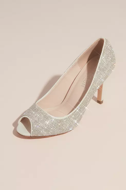 Allover Crystal Embellished Peep Toe Heels Image 2