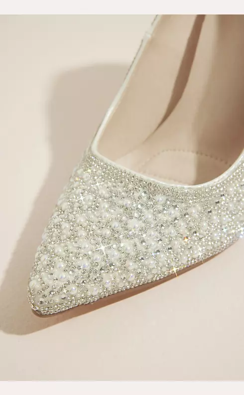 Pearl and Crystal Pointed-Toe Pumps Image 3
