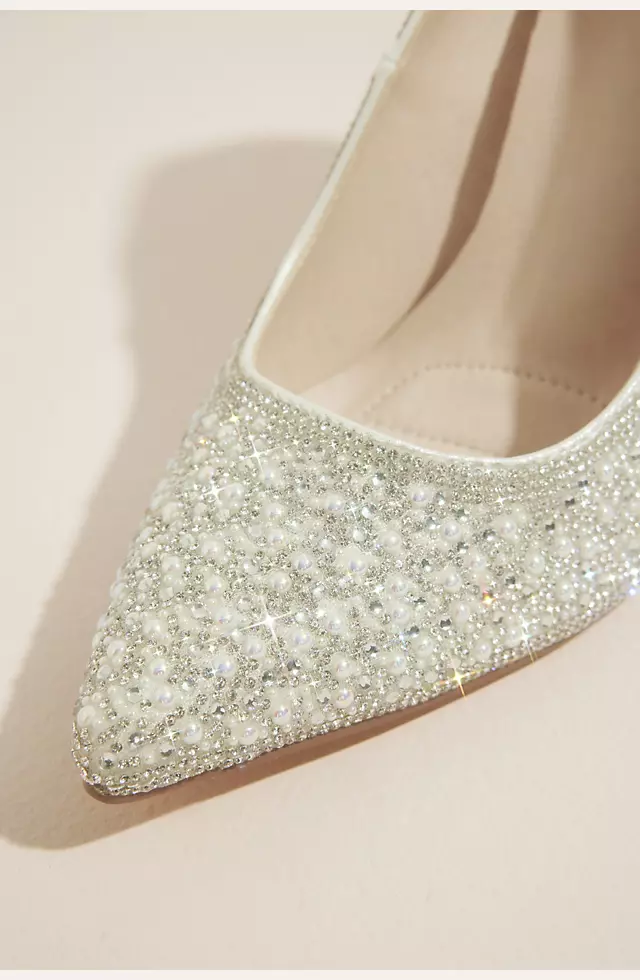 Pearl and Crystal Pointed-Toe Pumps Image 3