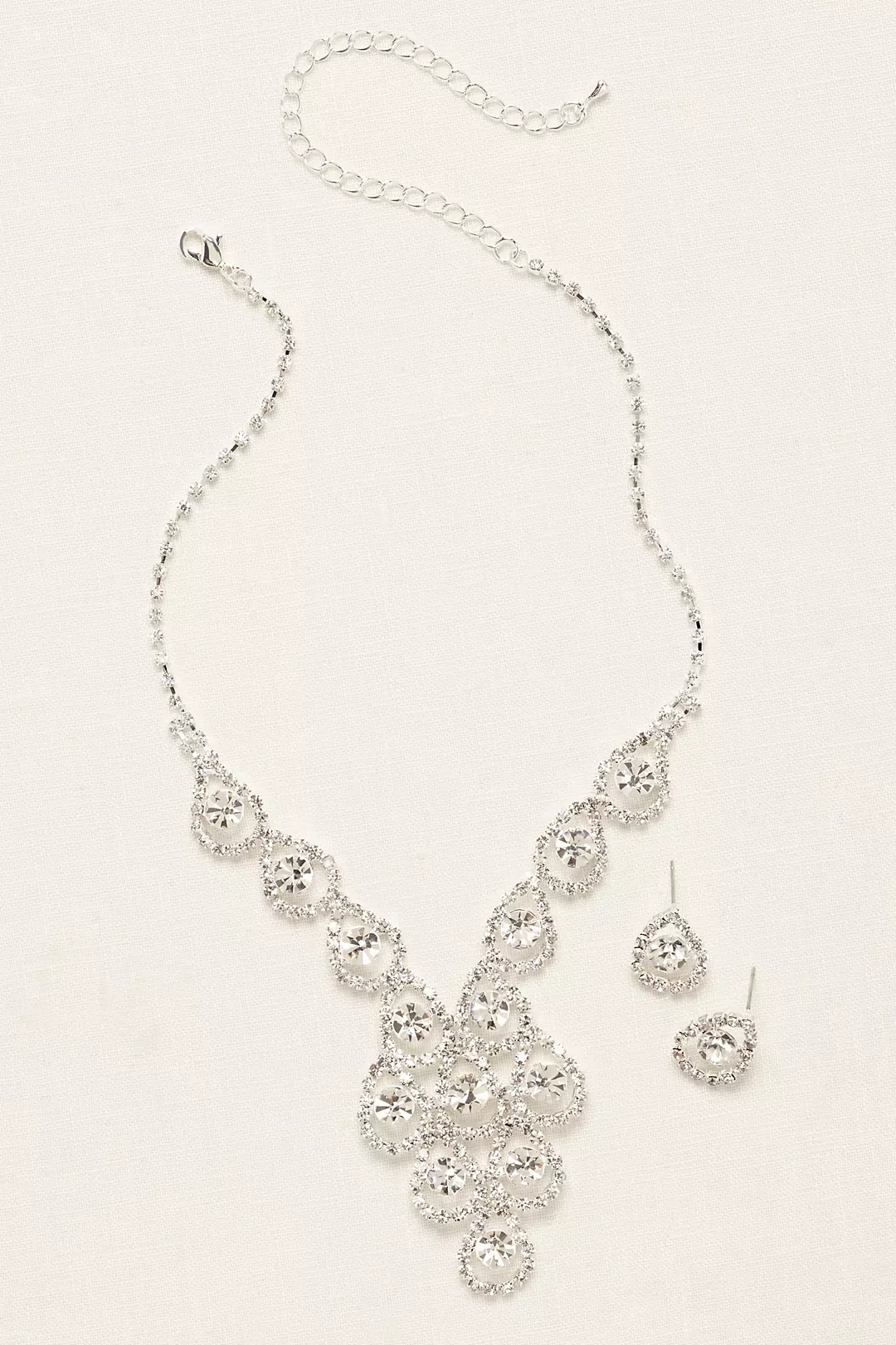 Tear Drop Pave Necklace and Earring Set Image 2