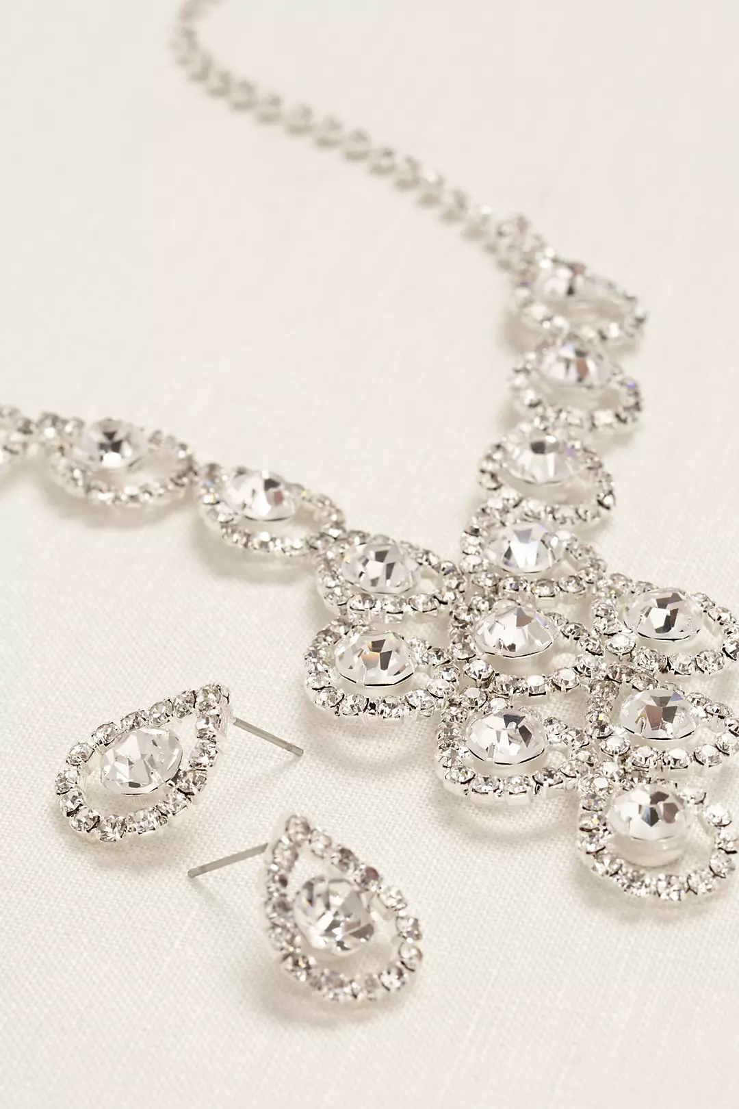 Tear Drop Pave Necklace and Earring Set Image
