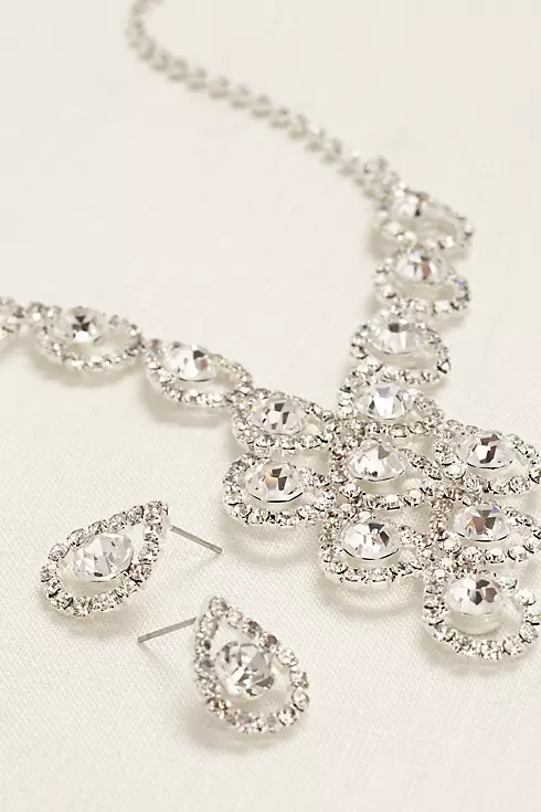 Tear Drop Pave Necklace and Earring Set Image 1