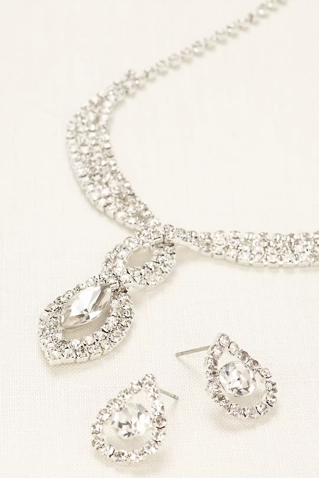 Woven Pave Crystal Necklace and Earring Set Image