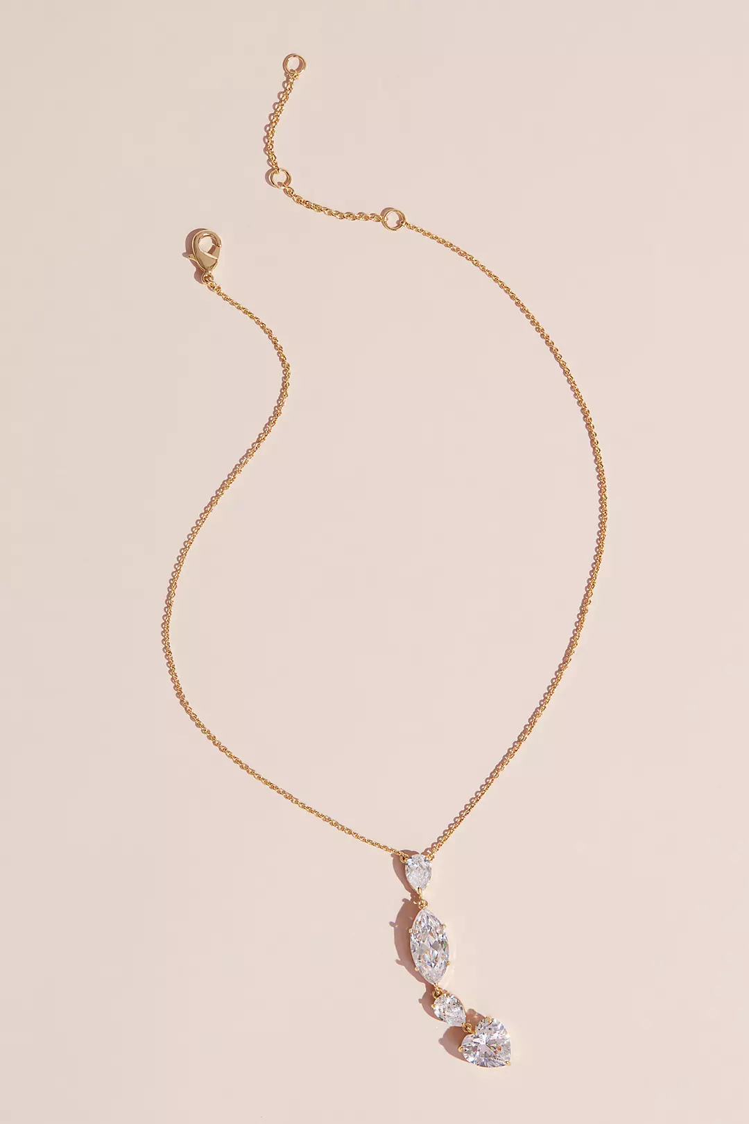 Heart Pear and Marquise Crystal Lariat Necklace Image