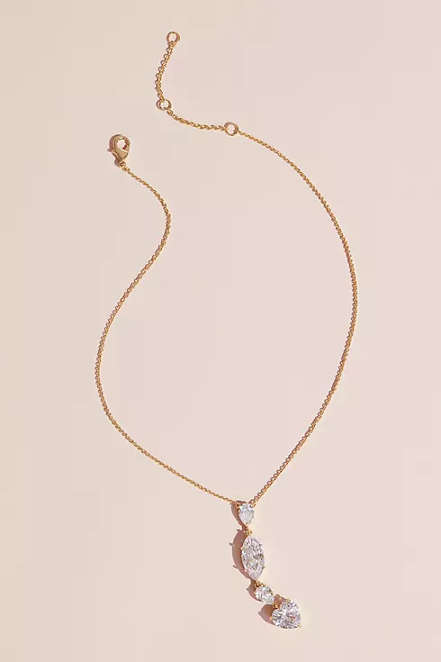 Heart Pear and Marquise Crystal Lariat Necklace Image 1