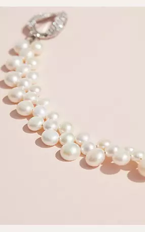 Cultured Pearl Necklace with Crystal Toggle Image 2