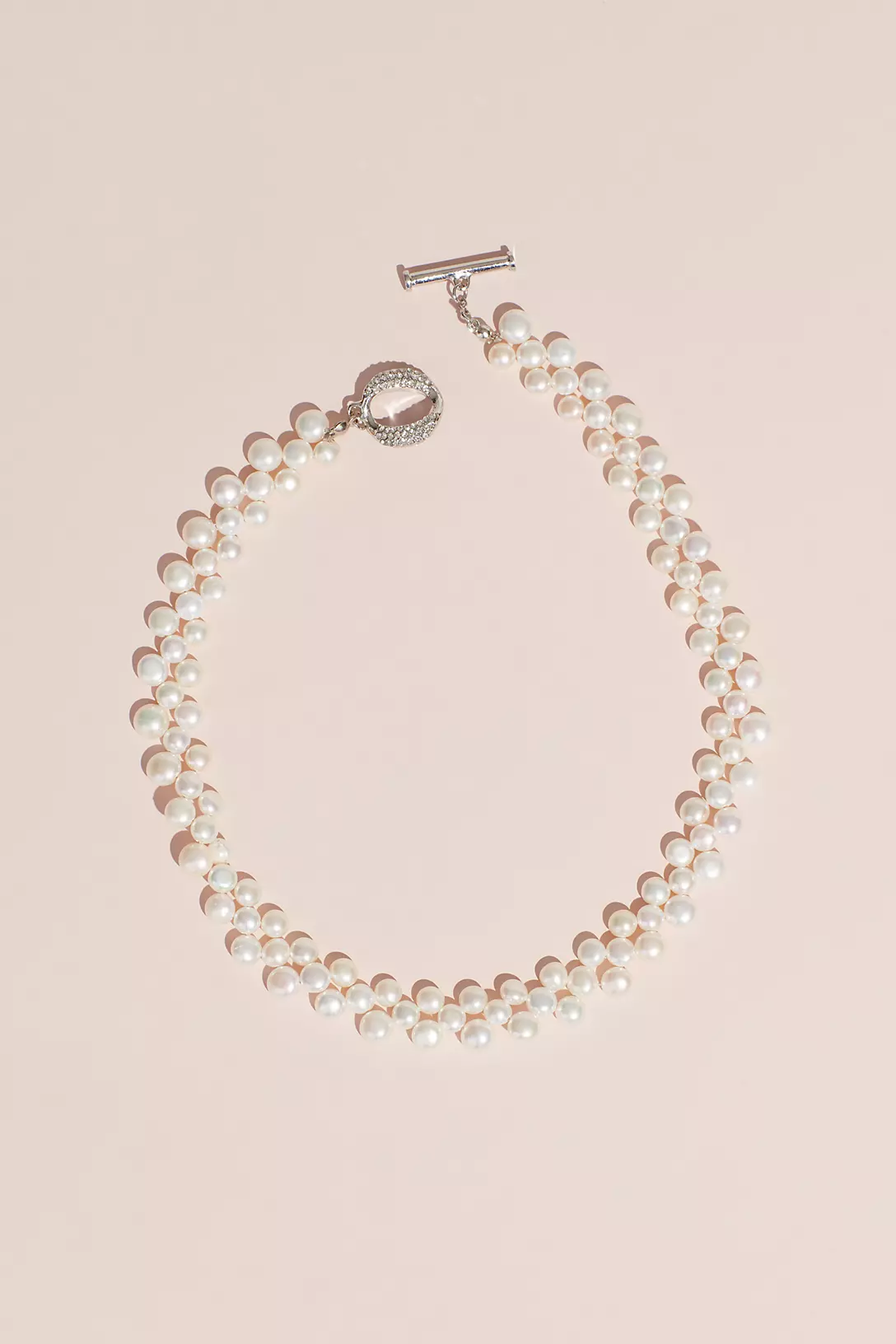 Cultured Pearl Necklace with Crystal Toggle Image