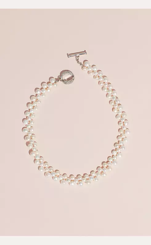 Cultured Pearl Necklace with Crystal Toggle Image 1