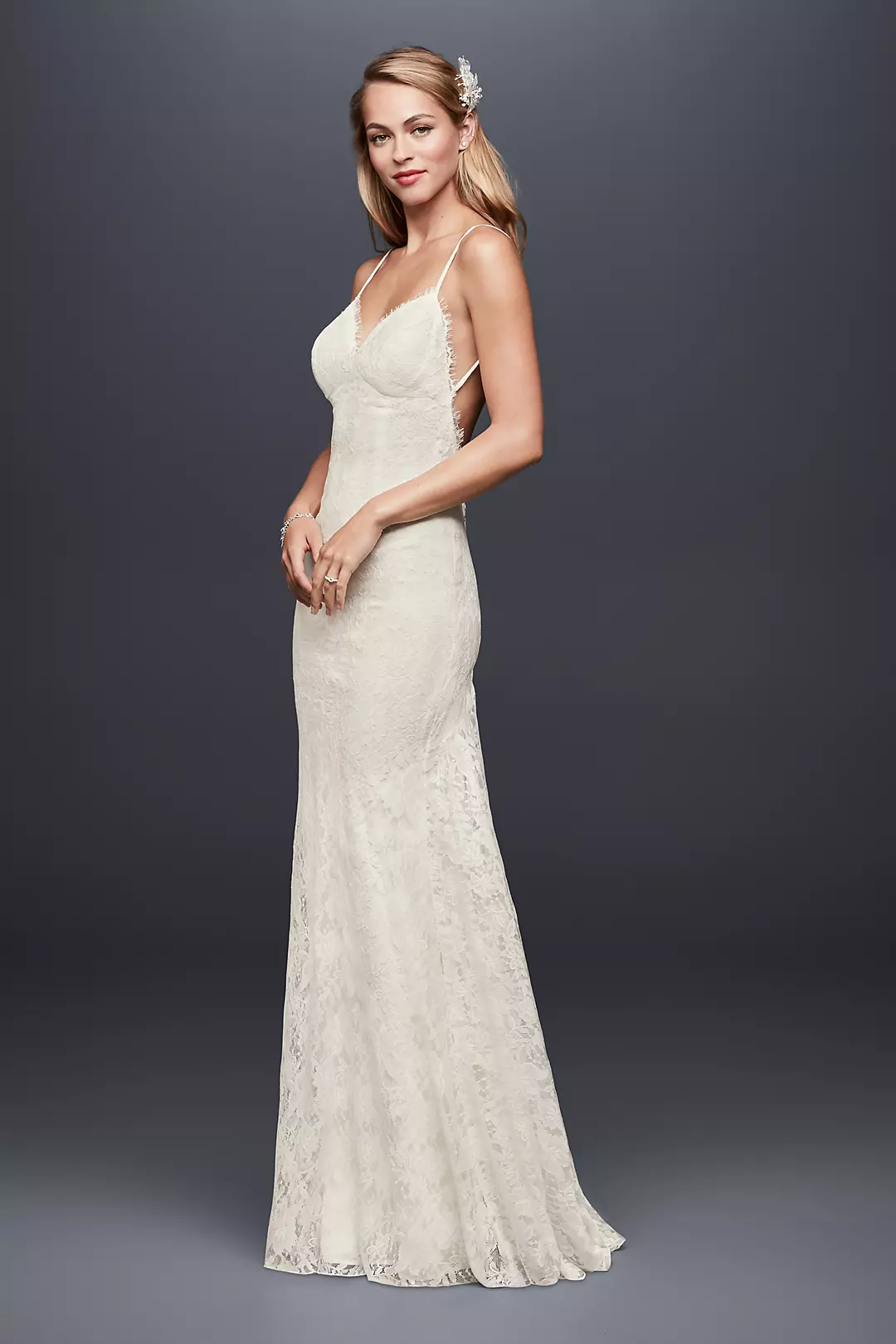 As-Is Low-Back Soft Lace Wedding Dress Image