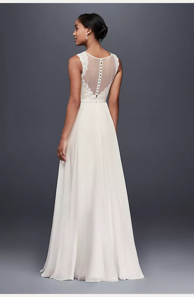 Scalloped Lace Wedding Dress with Chiffon Skirt Image 2