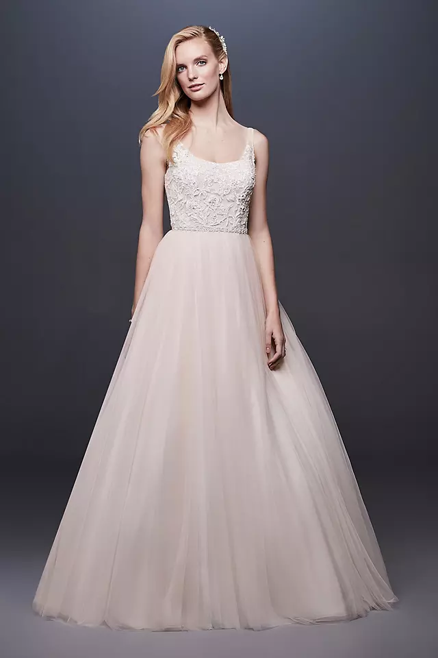 Lace and Tulle Beaded Ball Gown Wedding Dress Image