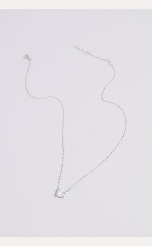 Cushion-Cut Cubic Zirconia Solitaire Necklace | David's Bridal