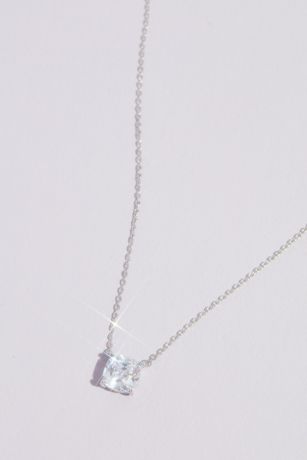 CushionCut Cubic Zirconia Solitaire Necklace David's Bridal