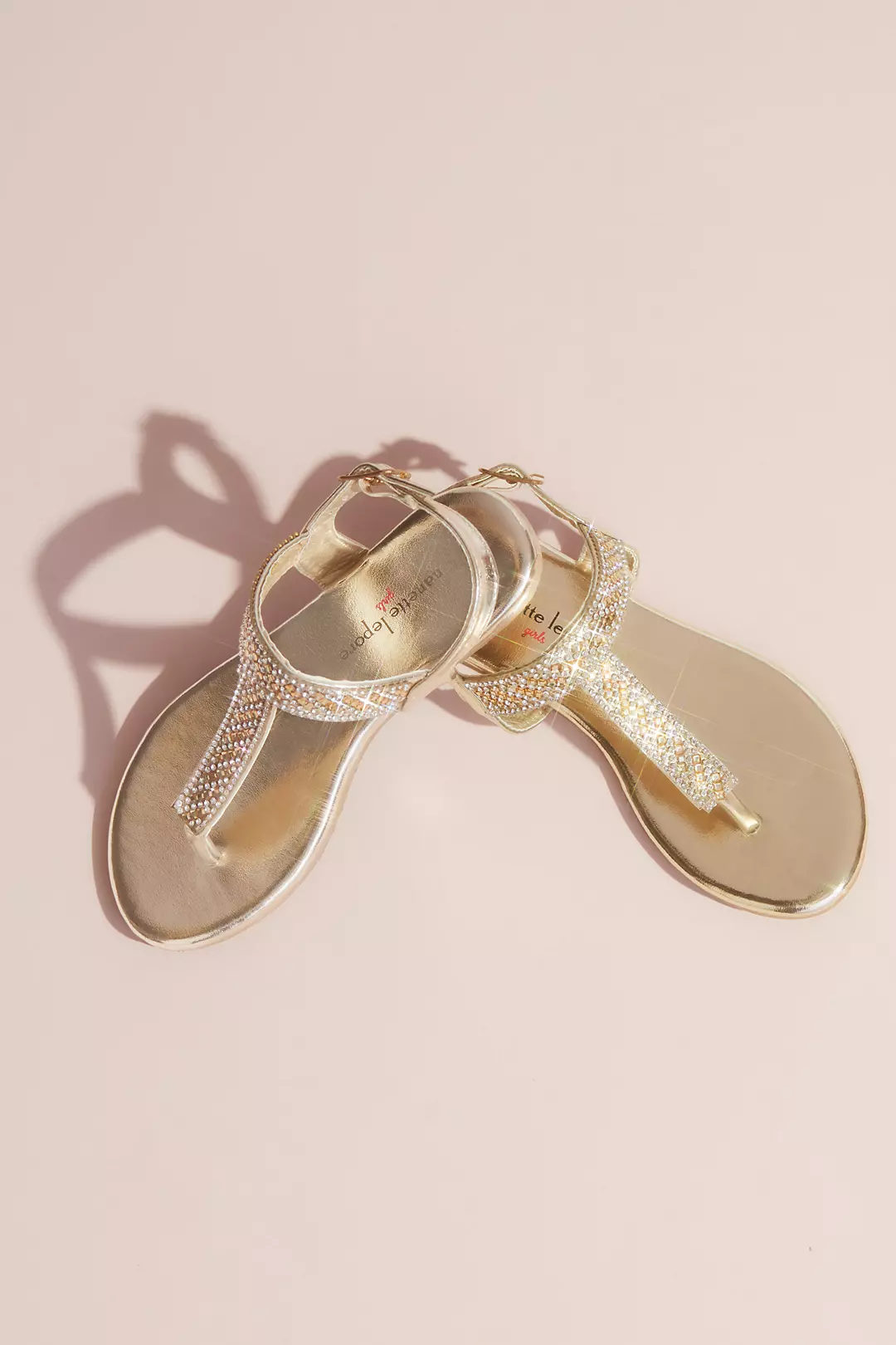 Girls Rhinestone Metallic Thong Sandals Image 2
