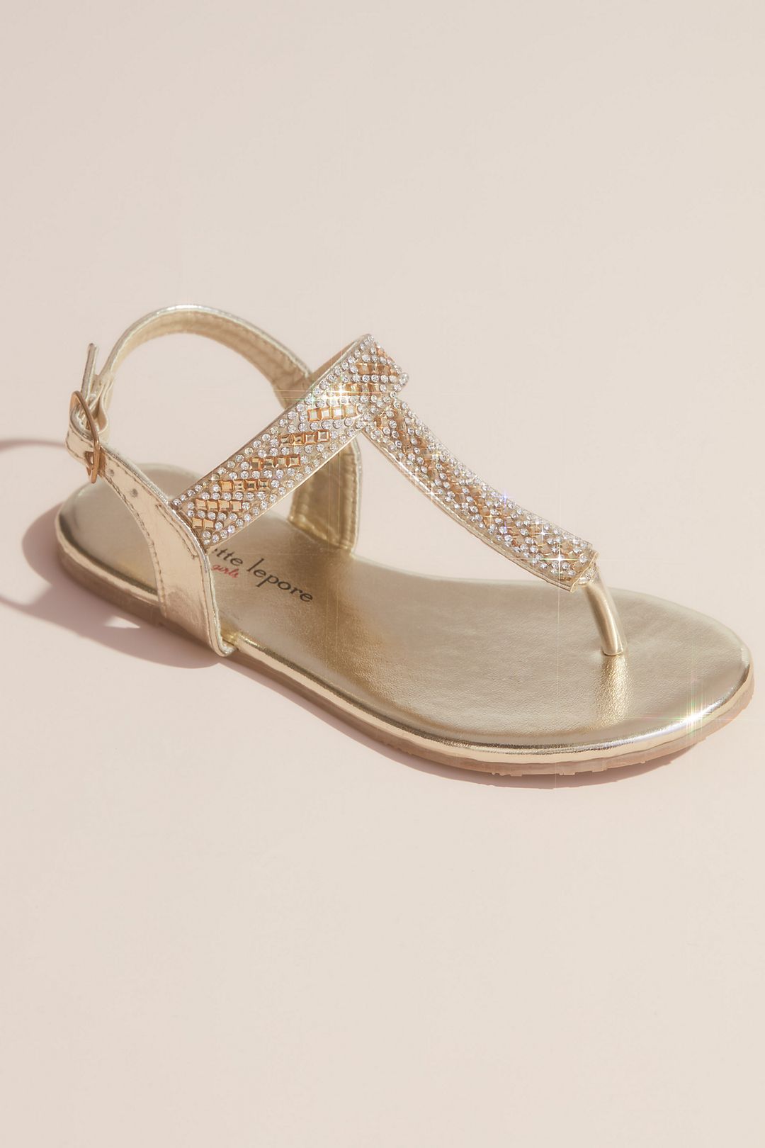 Girls Rhinestone Metallic Thong Sandals Image 4