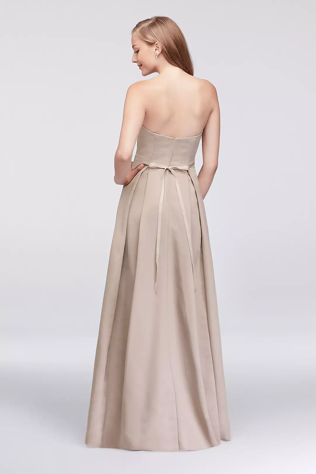Appliqued Faille High-Low Bridesmaid Dress Image 2