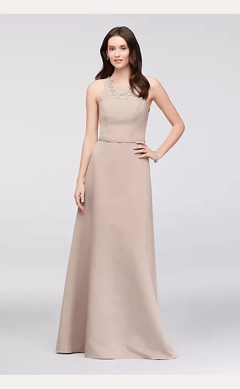 Crystal Necklace Faille A-Line Bridesmaid Dress Image 1