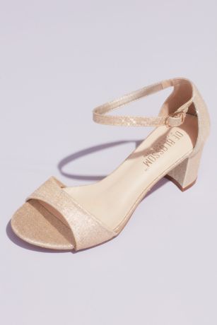 Blossom Beige;Black;Grey Heeled Sandals (Glitter Ankle Strap Metallic Block Heel Sandals)