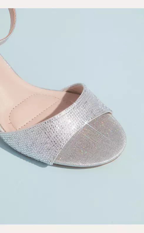 Metallic Block Heel Sandals with Tonal Crystals Image 3