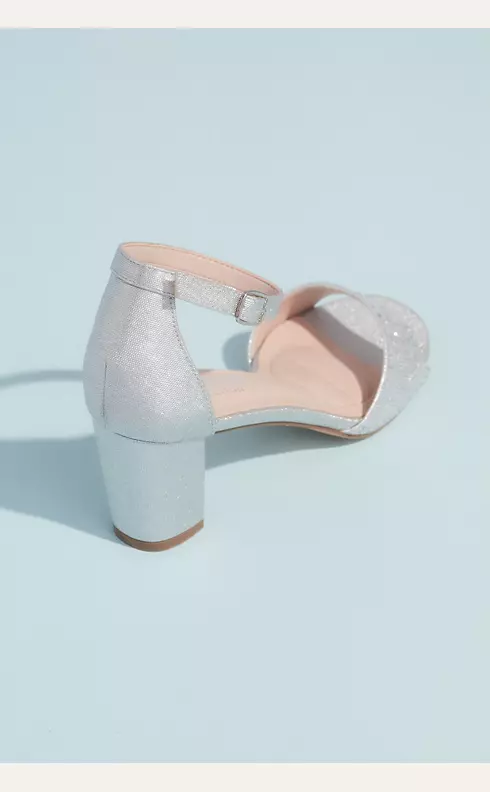 Metallic Block Heel Sandals with Tonal Crystals Image 2