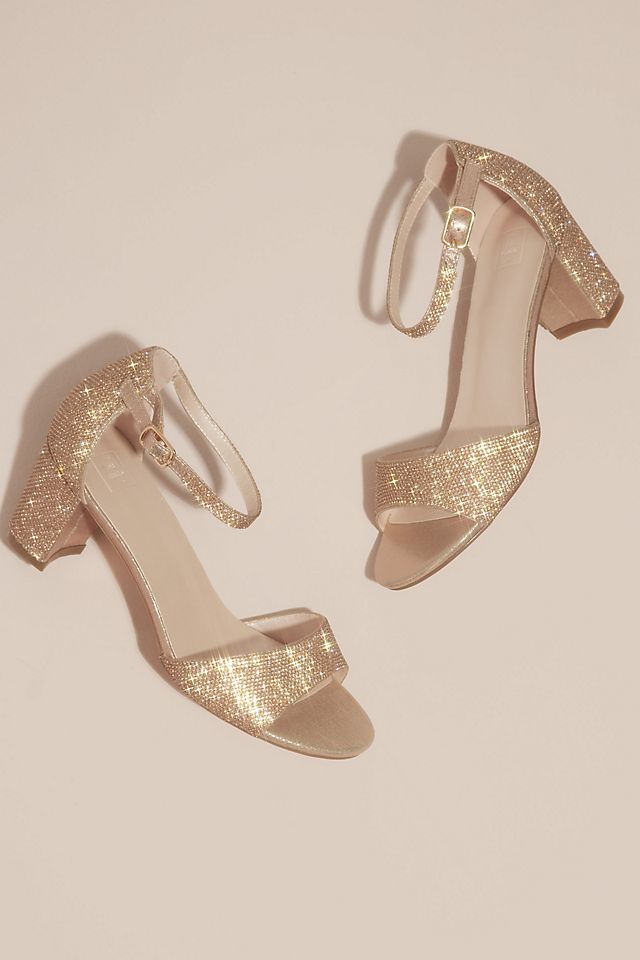 Glittery Block Heel Sandals with Ankle Strap Image 4