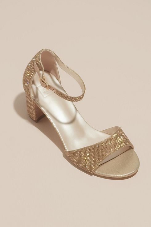 Glittery Block Heel Sandals with Ankle Strap Image 1